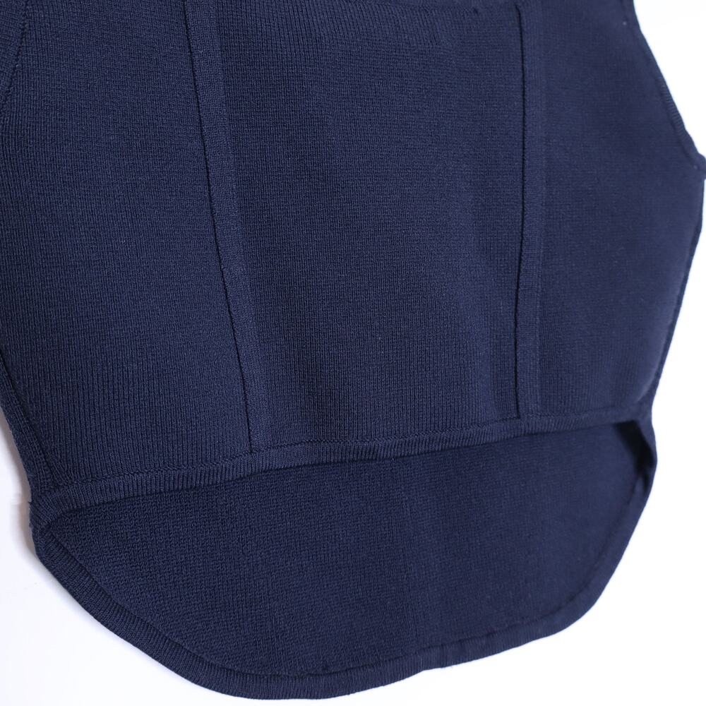 BABATON Sculpt Knit Bustier Tank Navy Blue Squareneck Cropped Top Women's S - Picture 7 of 10